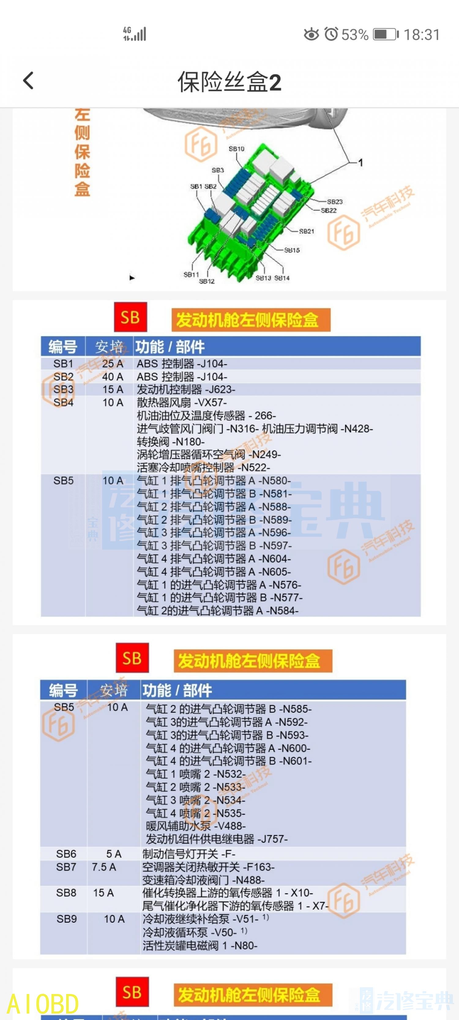 16面迈腾发动机舱保险盒图解